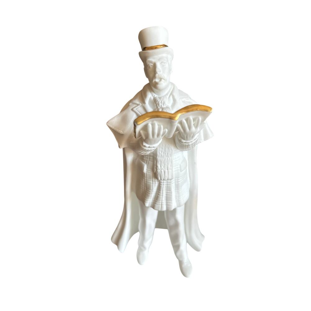 Vintage Lenox 1991 White Bisque w/Gold Trim Male Caroler
